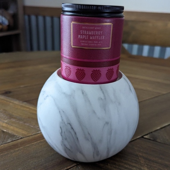 MARBLE PEDESTAL orb ball modern sphere CANDLE HOLDER Bath & Body Works - Picture 1 of 3